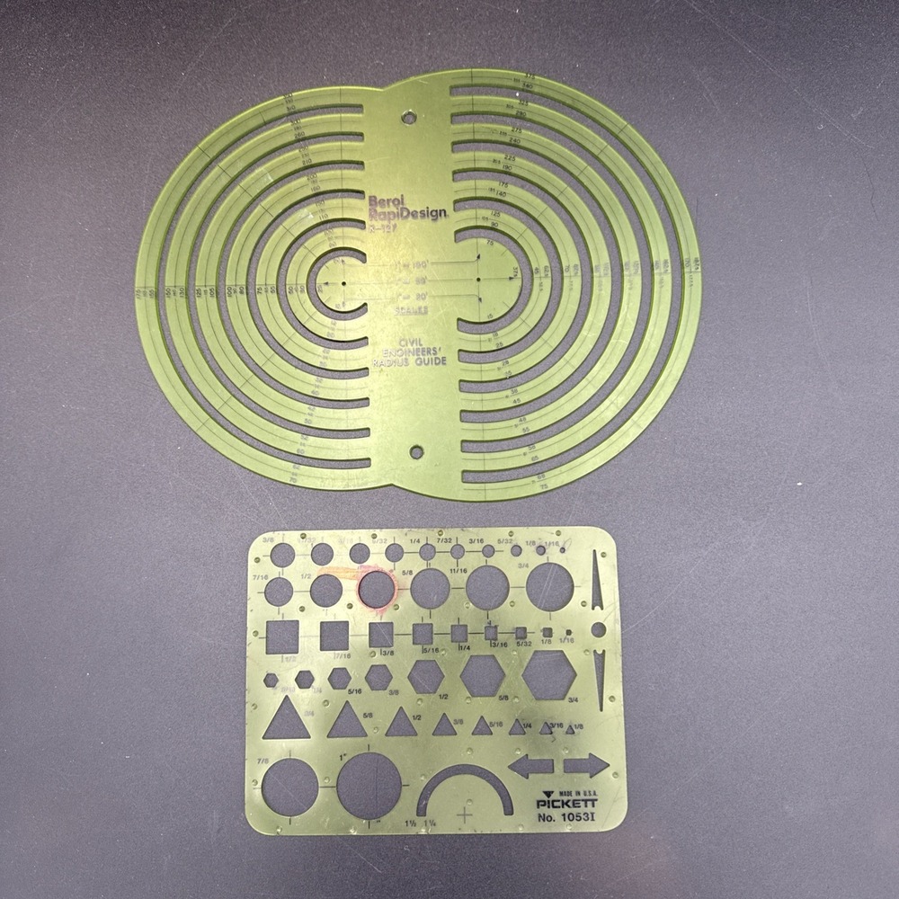 Lot Of 2 Drafting Templates Berol R-127 Pickett 1053I